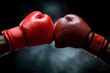 Two boxing gloves positioned ready for a strike.