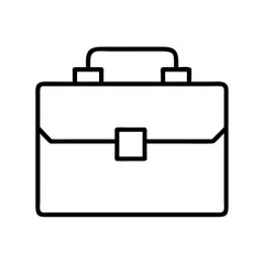 Stylized black and white outline illustration of a business briefcase or bag