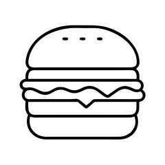 Minimalistic burger illustration with three dots on the upper bun, simple design