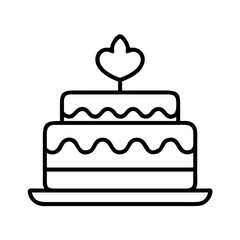Minimalist outline of a two tier cake with heart shaped topper