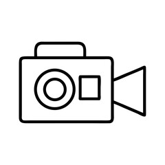 Retro Style Video Camera Icon, simple outline, representing vintage filmmaking