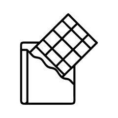 A single line drawing of a bar of chocolate in wrapper