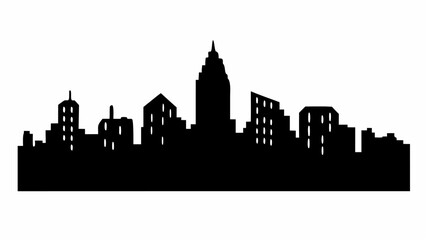 Naklejka premium Silhouette of a city skyline with various buildings and skyscrapers against a white background view image