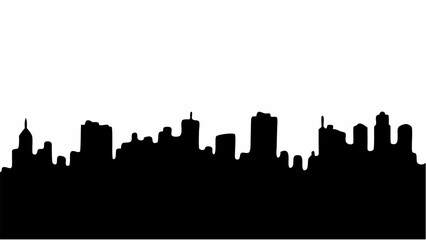 Naklejka premium Silhouette of a cityscape with various buildings and structures against a white background view of city