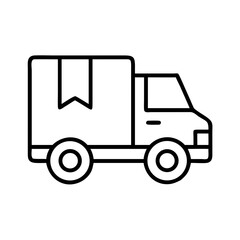 Fototapeta premium Stylized delivery truck illustration featuring bold outlines and simplified design elements