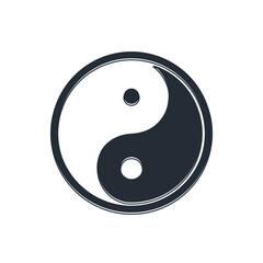 Black Yin Yang symbol of harmony and balance icon isolated on white background. Vector