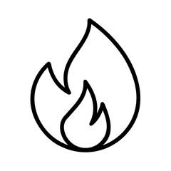 Simple minimalist stylized flame icon illustration in a black outline style