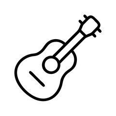 Simple Line Drawing of a Classic Acoustic Guitar, Music Icon