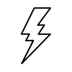 Simple yet striking black and white line drawing of a lightning bolt