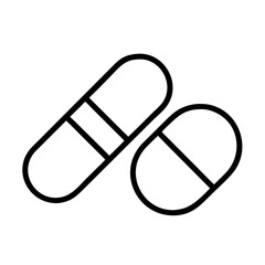 Outline of two pills including one capsule, representing medicine and health