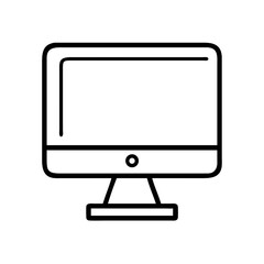 A simple black line art illustration of a computer monitor display