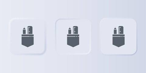 Grey Crossed ruler and pencil icon isolated on grey background. Straightedge symbol. Drawing and educational tools. Set icons in square buttons. Vector