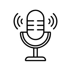 Retro Microphone with Sound Waves Emitting From It, Simple and Clean Design