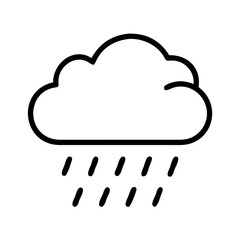 Simple black and white outline illustration of a cloud with rain pouring down