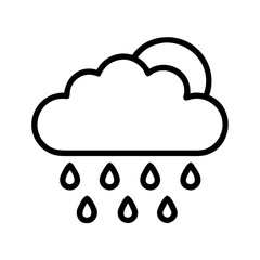 Minimalist weather icon depicting a rainy cloud with a partially visible sun
