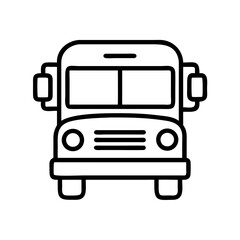 Simple and cute black and white illustration of a cartoon school bus
