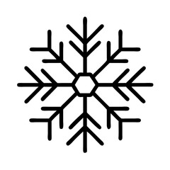 Stylized Single Snowflake Icon Illustration in Black and White Background