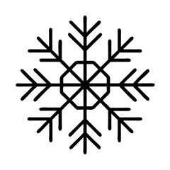 Minimalist black and white snowflake design with winter holiday theme, simple graphic