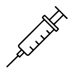 Fototapeta premium Simple Minimalist Line Art Illustration of a Syringe for Vaccination or Injection