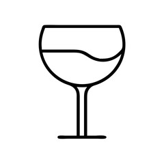 Wine glass icon with liquid in minimalistic vector black outline style