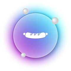 White Hotdog sandwich icon isolated on white background. Sausage icon. Fast food sign. Blue and purple gradient circle background. Vector