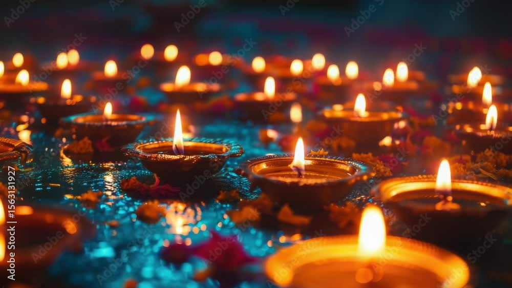 Poster a group of lit candles sitting on a table, perfect for adding ambiance to any setting