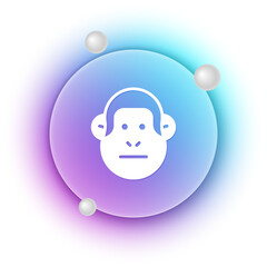 White Monkey icon isolated on white background. Animal symbol. Blue and purple gradient circle background. Vector