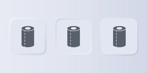 Grey Paper towel roll icon isolated on grey background. Set icons in square buttons. Vector