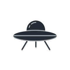 Black UFO flying spaceship icon isolated on white background. Flying saucer. Alien space ship. Futuristic unknown flying object. Vector