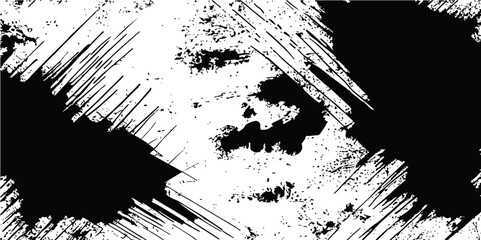 Abstract grunge background with black ink splatters, dirty textures, and a paint splash design