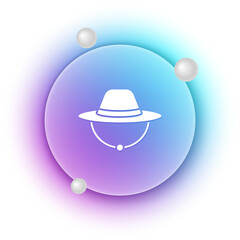 White Camping hat icon isolated on white background. Beach hat panama. Explorer travelers hat for hunting, hiking, tourism. Blue and purple gradient circle background. Vector
