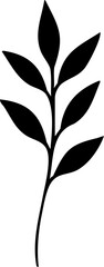 Black and White Scalable Illustration of a Simple Branch with Leaves