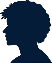 African woman abstract profile silhouette vector in black, great for lifestyle or cosmetic projects.