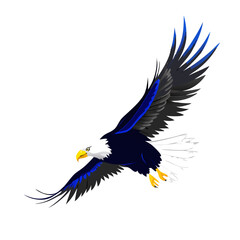 Fototapeta premium Flying Bald Eagle Vector Illustration – Patriotic American Bird Clipart, Soaring Wildlife Symbol Art, Freedom Wings Decor, Majestic Raptor Drawing