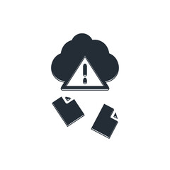 Black Cloud hacking icon isolated on white background. Cloud leak. Vector