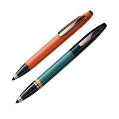 Two Stylish Pens. Orange and Teal Ballpoint Pens