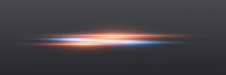 Moving fast lines of light, horizontal speed effect. On a transparent background.