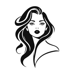 Elegant woman silhouette, beauty salon logo, lady face outline, stylish girl head design