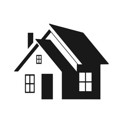 Modern house icon, home silhouette, real estate symbol, architecture vector		