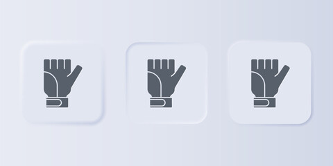Obraz premium Grey Gloves icon isolated on grey background. Extreme sport. Sport equipment. Set icons in square buttons. Vector