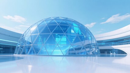 Fototapeta premium Modern Geodesic Dome Structure with Futuristic Design