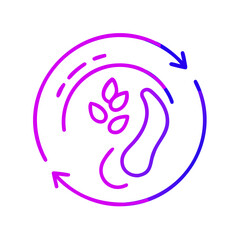 Fototapeta premium Circular economy symbol with leaves and arrows in purple gradient 