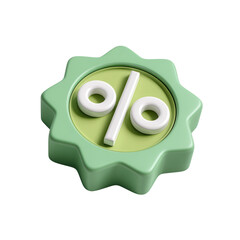A green percentage discount symbol isolated on transparent background