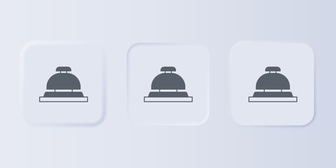 Grey Hotel service bell icon isolated on grey background. Reception bell. Set icons in square buttons. Vector