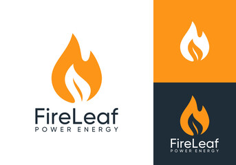 fire leaf logo design. energy flame droplet oil gas symbol icon vector