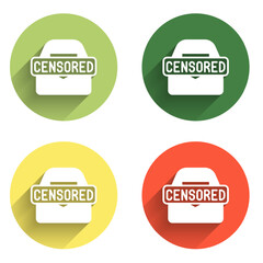 Set Censored stamp icon isolated with long shadow background. Color circle button. Vector