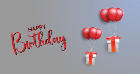 Happy Birthday Card with Gift Box and Balloons &ndash; Celebration Greeting Design