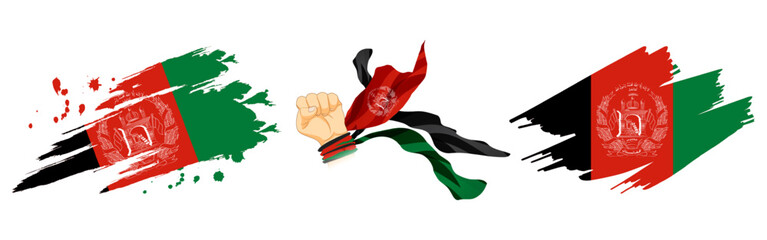 Vector illustration of Afghanistan flag composition on transparent background