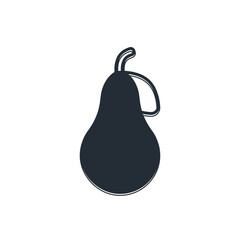 Black Pear icon isolated on white background. Fruit with leaf symbol. Vector