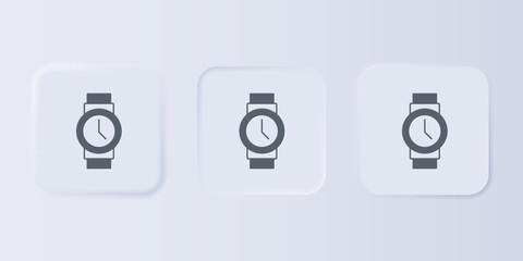 Grey Wrist watch icon isolated on grey background. Wristwatch icon. Set icons in square buttons. Vector